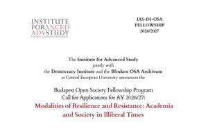 Budapest Open Society Fellowship  2026-27: Exploring Resilience & Resistance in Illiberal Times